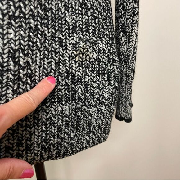 Rag & Bone Sweater Karen Chunky Knit V Neck Wool Blend Black White Size Medium - Picture 10 of 10
